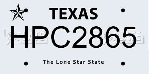 HPC2865 Texas License Plate