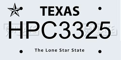 HPC3325 Texas License Plate