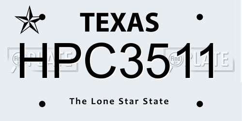 HPC3511 Texas License Plate