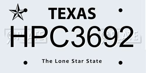 HPC3692 Texas License Plate