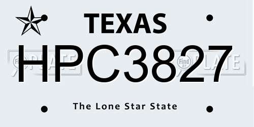 HPC3827 Texas License Plate