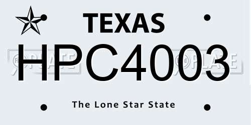 HPC4003 Texas License Plate