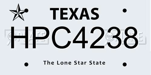HPC4238 Texas License Plate