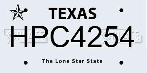 HPC4254 Texas License Plate