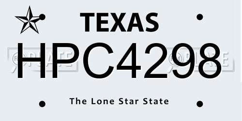 HPC4298 Texas License Plate