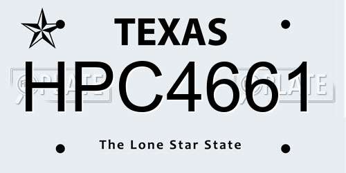 HPC4661 Texas License Plate