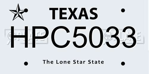 HPC5033 Texas License Plate