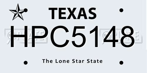 HPC5148 Texas License Plate
