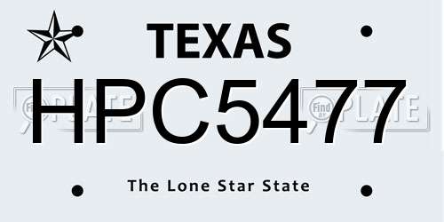 HPC5477 Texas License Plate