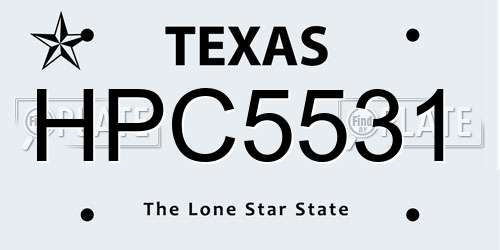 HPC5531 Texas License Plate