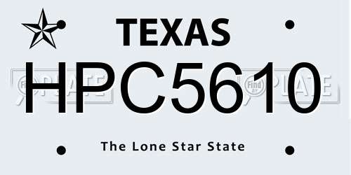 HPC5610 Texas License Plate