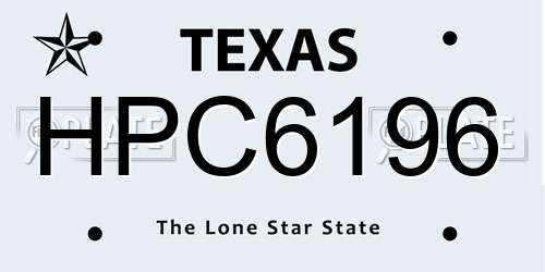HPC6196 Texas License Plate