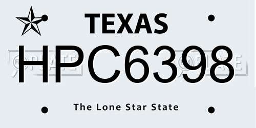 HPC6398 Texas License Plate