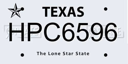 HPC6596 Texas License Plate