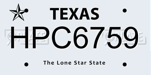 HPC6759 Texas License Plate