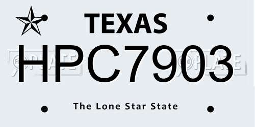 HPC7903 Texas License Plate