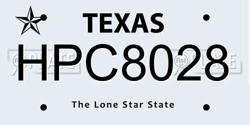 HPC8028 Texas License Plate