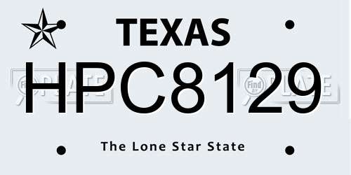 HPC8129 Texas License Plate