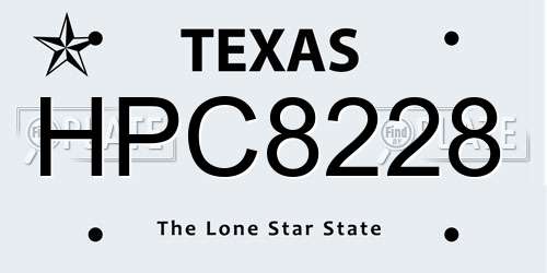 HPC8228 Texas License Plate