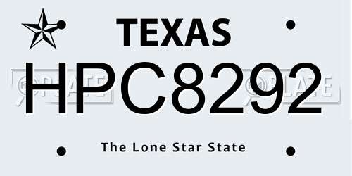 HPC8292 Texas License Plate