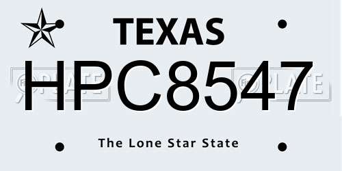 HPC8547 Texas License Plate