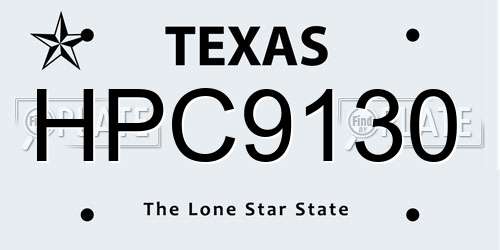 HPC9130 Texas License Plate