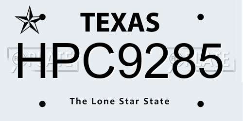 HPC9285 Texas License Plate