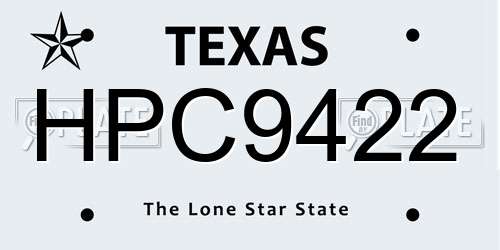 HPC9422 Texas License Plate
