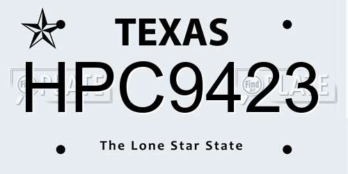 HPC9423 Texas License Plate