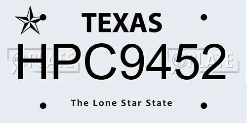 HPC9452 Texas License Plate