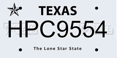 HPC9554 Texas License Plate