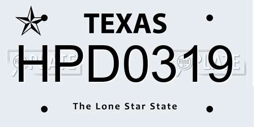 HPD0319 Texas License Plate