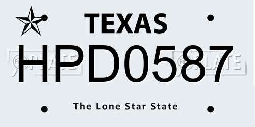 HPD0587 Texas License Plate