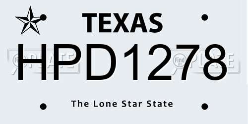 HPD1278 Texas License Plate