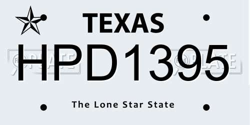 HPD1395 Texas License Plate