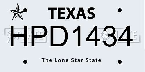 HPD1434 Texas License Plate