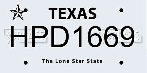 HPD1669 Texas License Plate