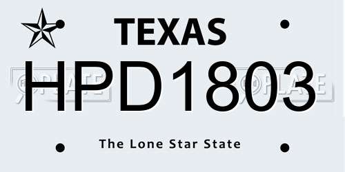 HPD1803 Texas License Plate