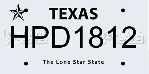 HPD1812 Texas License Plate