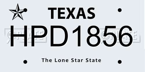 HPD1856 Texas License Plate