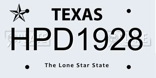 HPD1928 Texas License Plate