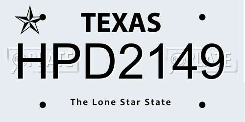 HPD2149 Texas License Plate