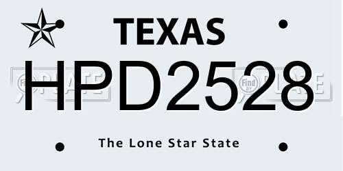 HPD2528 Texas License Plate