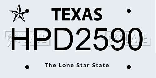 HPD2590 Texas License Plate