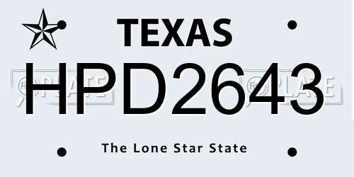 HPD2643 Texas License Plate