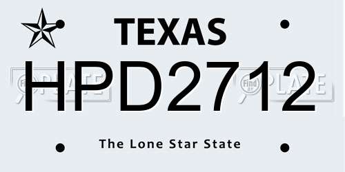 HPD2712 Texas License Plate