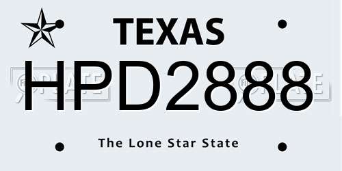 HPD2888 Texas License Plate