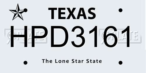 HPD3161 Texas License Plate
