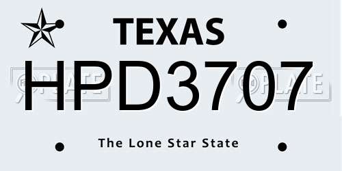 HPD3707 Texas License Plate
