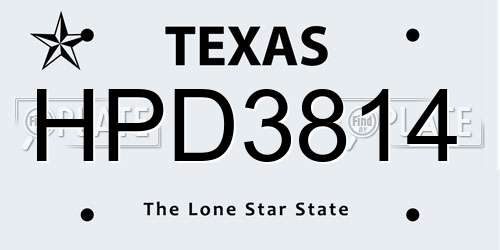 HPD3814 Texas License Plate